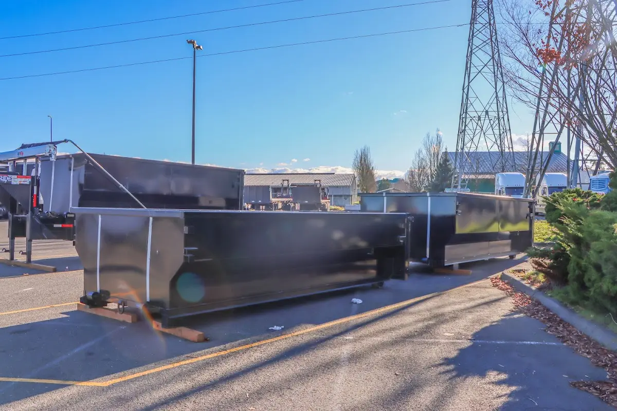 Roll-off dumpster ready for waste disposal at job site for 10 Yard Dumpster Rental in Swainsboro